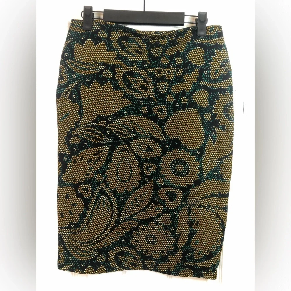 LuLaRoe Gold and Black Paisley Pencil Skirt